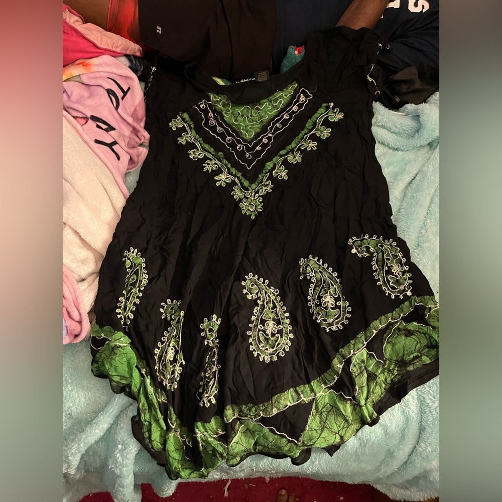 Embellished Black and Green dress